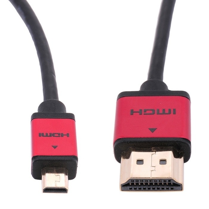 כבל HDMI - micro HDMI דק 4.2 מ"מ בתקן 2.0 מוזהב עם ראשי מתכת, 3 מטר