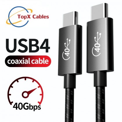 כבל  40Gbps 240W 8K@60HZ USB 4.0, תקע USB C זכר - C זכר 0.5 מטר