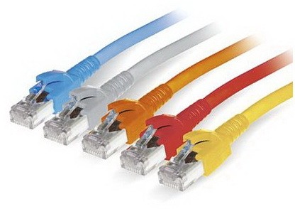 כבל רשת מסוכך CAT5e באורך 10 מטר בצבע אפור, שחור, כחול, ירוק, סגול, אדום, לבן או צהוב