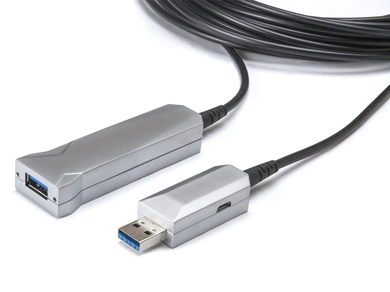 כבל מאריך USB3.0 AOC מבוסס סיב אופטי זכר - נקבה, 50 מטר