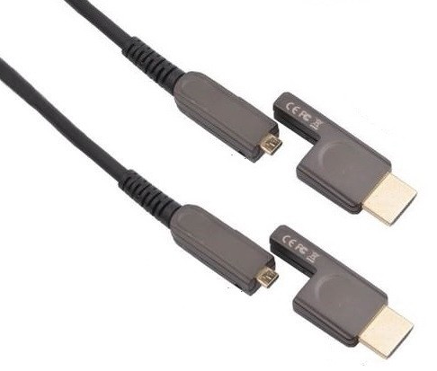 כבל HDMI 2.0 מקצועי מבוסס סיב אופטי עם ראשים נתיקים להשחלה באורך 30 מטר תומך 4K@60Hz
