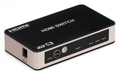 קופסת מיתוג אוטומטית HDMI2.0 עם 3 כניסות + שלט רחוק, תומכת 4K@60Hz + HDCP2.2 + החלפה אוטומטית