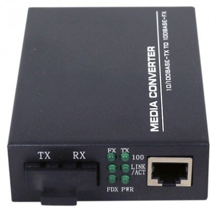 ממיר מדיה 10/100Base-TX ל-100Base-FX, חיבורי RJ45 ו-SC כפול, תומך MM 2KM, איכותי TopX