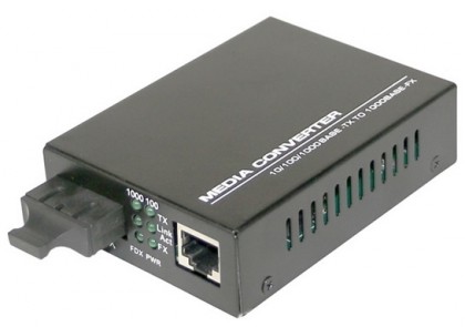 ממיר מדיה 10/100/1000Base-TX ל-1000Base-FX, חיבורי RJ45 ו-SC כפול, תומך SM 20KM, איכותי TopX