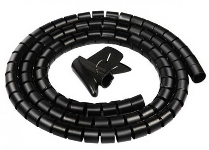 מאגד כבלים / מארגן כבלים בקוטר 25 מ"מ + כלי השחלה, חבילה של 1.5 מטר שחור