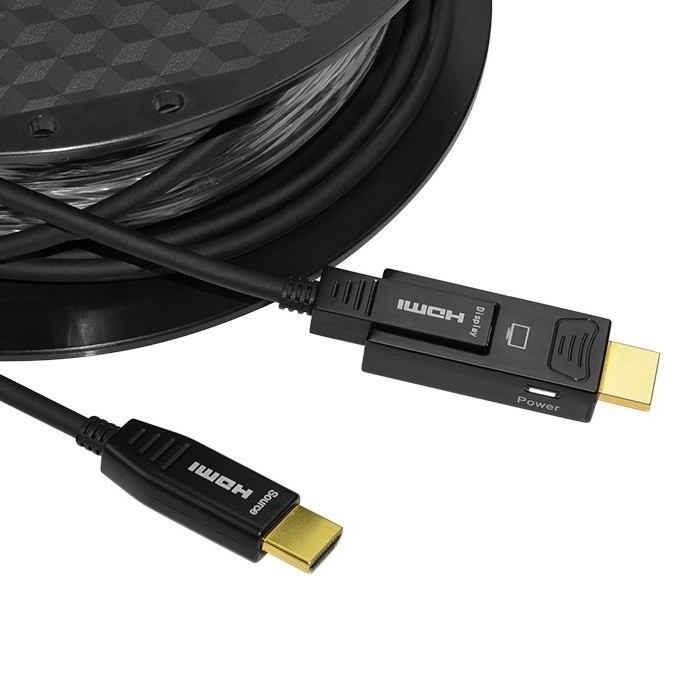 כבל AOC HDMI 2.0 מבוסס סיב אופטי עם ראש נתיק להשחלה בצד אחד באורך 50 מטר תומך 4K@60Hz