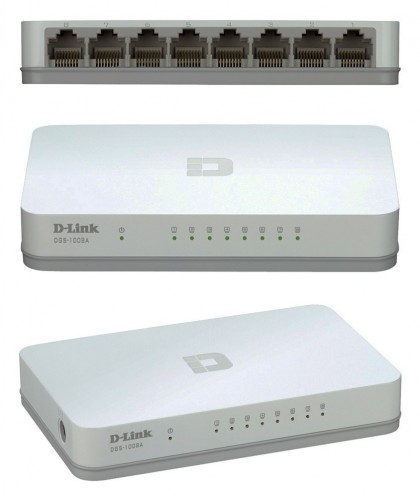 מתג רשת D-Link DGS-1008A עם 8 פורטים ג'יגה 10/100/1000