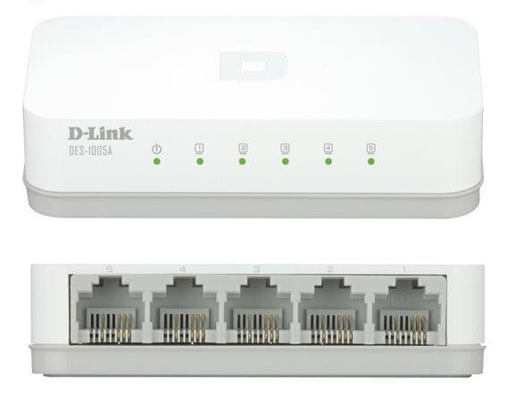 מתג רשת D-Link DES-1005A עם 5 פורטים 10/100