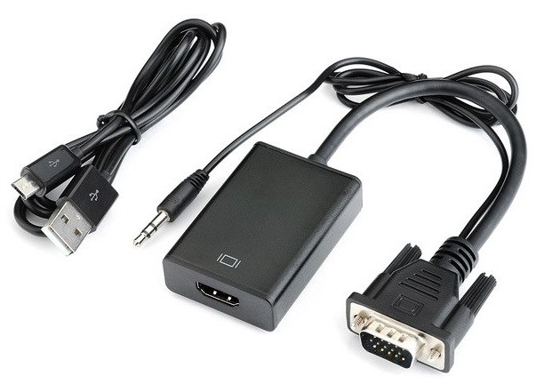 כבל ממיר VGA + אודיו PL3.5 ל-HDMI    (במסך HDMI, במחשב VGA) אקונומי