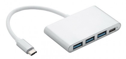 רכזת USB3.0 עם חיבור USB C ל-3 חיבורי USB3.0 + שקע C לטעינה (PD)