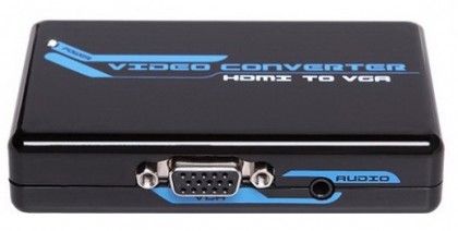 ממיר HDMI ל-VGA + אודיו סטריאו, עם ספק כוח
