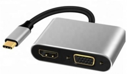 מתאם USB C ל-HDMI + VGA + USB3.0 + PD, תומך 4K@30HZ