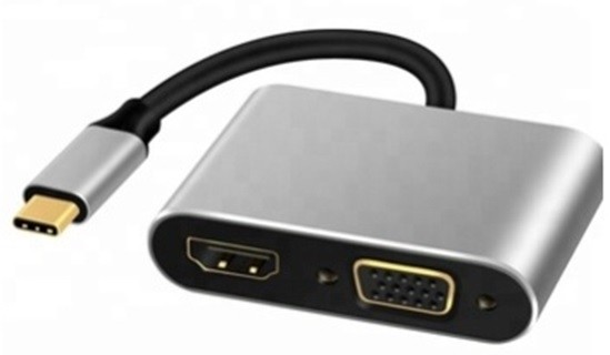 מתאם USB C ל-HDMI + VGA + USB3.0 + PD, תומך 4K@30HZ