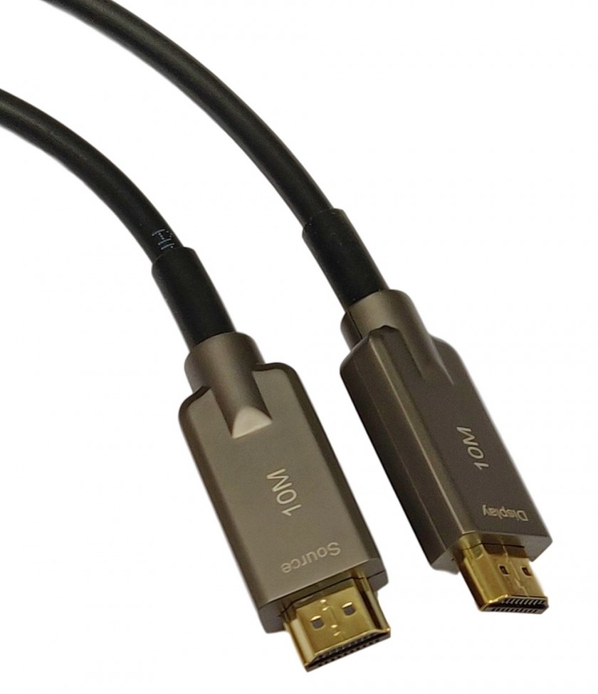 כבל AOC HDMI 2.0 משוריין מבוסס סיב אופטי באורך 100 מטר + מכסי הגנה לראשים, תומך 4K@60Hz