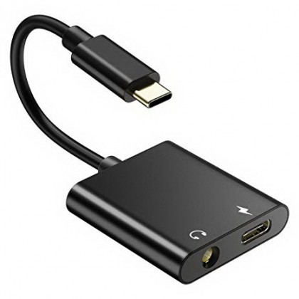 מתאם USB C לאודיו 3.5 מ"מ סטריאו, עם צ'יפ DAC + חיבור טעינה PD