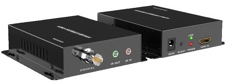 מרחיק HDMI + IR על גבי כבל קואקס עד 300 מטר, תומך 1080P, ללא לייטנסי או אובדן איכות תמונה