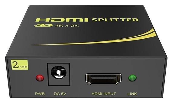 מפצל HDMI מוגבר ל-2 מסכים בו זמנית, תומך 4K@30hz + 3D