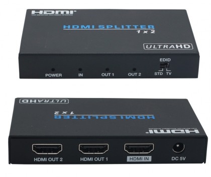 מפצל HDMI 2.0 מוגבר ל-2 מסכים בו זמנית, תומך 4K@60Hz 4:4:4 + HDCP2.2