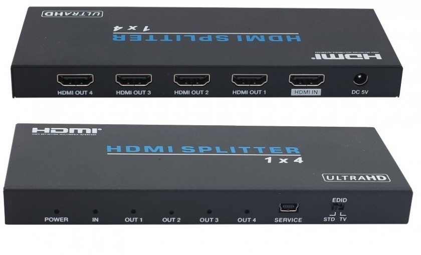 מפצל HDMI 2.0 מוגבר ל-4 מסכים בו זמנית, תומך 4K@60Hz 4:4:4 + HDCP2.2