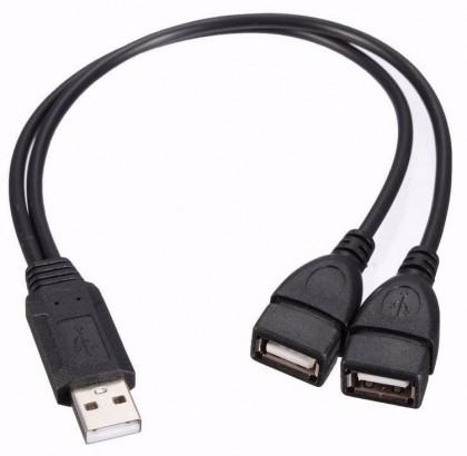 כבל Y מפצל USB2.0 מ-A זכר ל-2xA נקבות