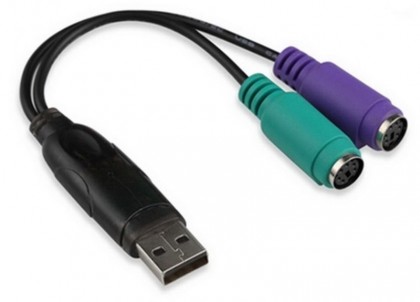 כבל מתאם USB זכר - 2xPS/2 נקבות