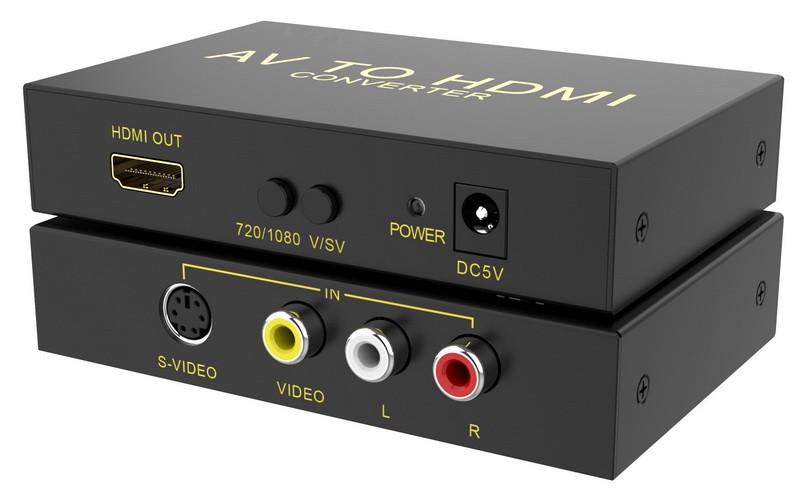 ממיר מקצועי 3xRCA + S-VIDEO (וידאו+אודיו) ל-HDMI, תומך 1080P