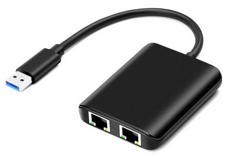 מתאם USB3.0 - 2x LAN RJ45 תומך 10/100/1000MBPS (כרטיס רשת USB GIGABIT), תומך WIN10 / MAC / LINUX