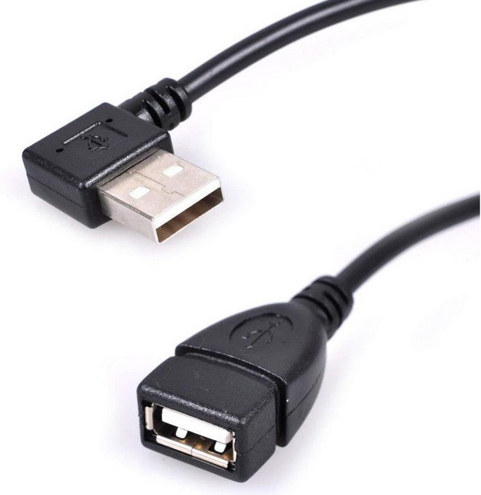 כבל USB2.0 מאריך זכר זווית ימין - נקבה, 20 ס"מ