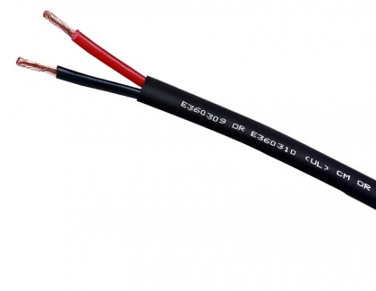 כבל רמקול OUTDOOR עגול שחור מקצועי 100% נחושת 2x14AWG בקרטון משיכה 150 מטר, תוצרת TopX סדרת LSP7, מחיר למטר