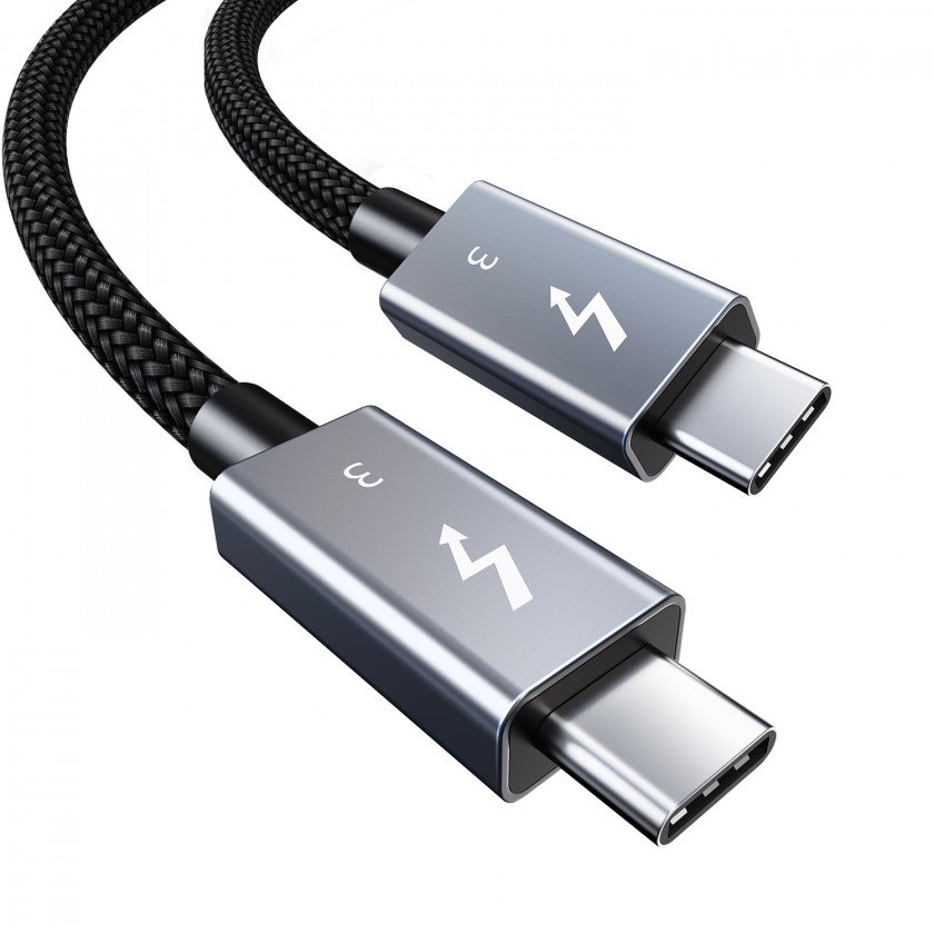 כבל  40Gbps Thunderbolt 3, תקע USB C זכר - C זכר 1.5 מטר