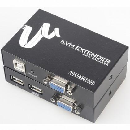 מרחיק KVM VGA + USB על גבי כבל רשת יחיד CAT5e/6/7 עד 100 מטר, עם יציאת מסך מקומית