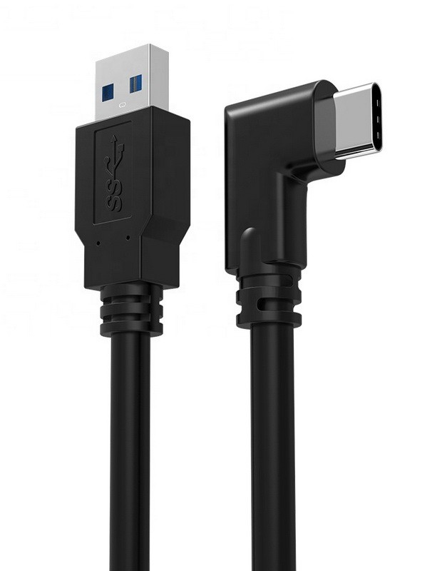 כבל USB 3.2 GEN1 תקע C זכר זוויתי - A זכר, למשקפי מציאות מדומה OCULUS QUEST VR, באורך 5 מטר