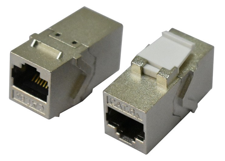 מתאם RJ45 CAT6a נקבה-נקבה מסוכך לשקע קיסטון, תואם למתאמי גוויס