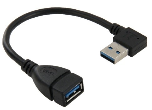 כבל USB3.0 מאריך זכר זווית שמאל - נקבה 0.2 מטר