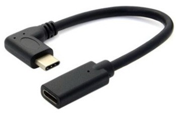 כבל USB 3.1 תקע C זכר זוויתי 90 מעלות - C נקבה 0.2 מטר