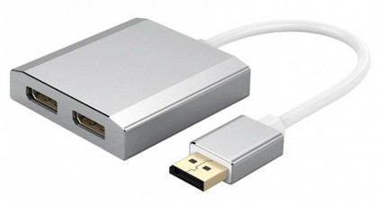 מפצל DISPLAYPORT זכר ל-2 נקבות (2 מסכים), תומך MST