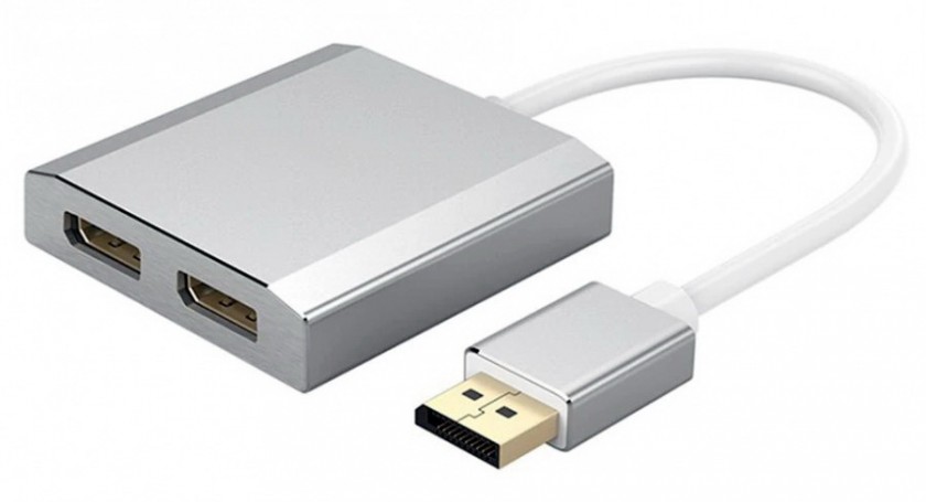 מפצל DISPLAYPORT זכר ל-2 נקבות (2 מסכים) תומך 4K@60HZ, תומך MST