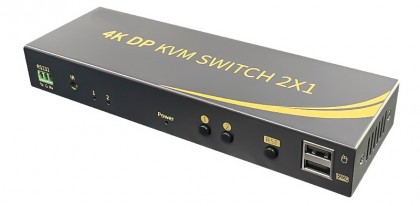 קופסת מיתוג KVM מ-2 מחשבים לעמדת עבודה אחת DISPLAYPORT 4K@60HZ + USB + AUDIO, כולל כבלים, ספק כוח, שלט רחוק וחיבור RS232