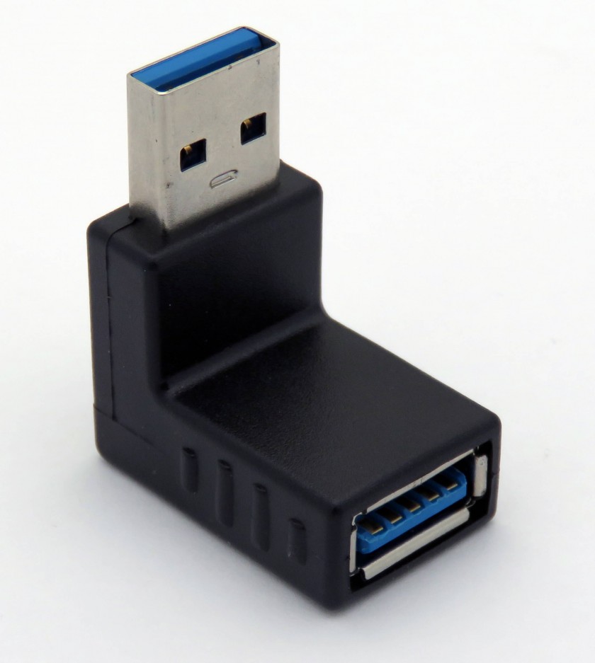 מתאם USB3.0 זוויתי זכר - נקבה ב-270 מעלות