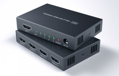 מפצל HDMI 1.4 מוגבר ל-4 מסכים בו זמנית, תומך 4K@30hz איכותי