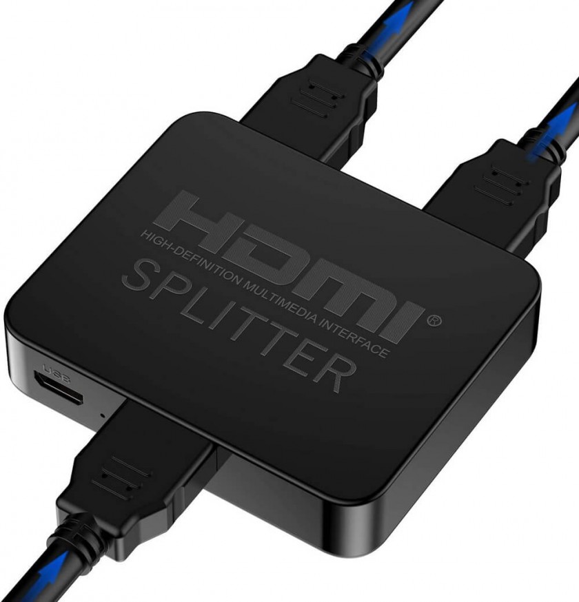 מפצל HDMI מוגבר ל-2 מסכים בו זמנית, תומך 4K@30hz + 3D, מתח USB