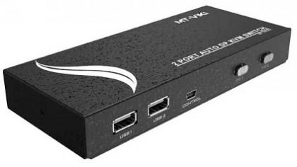 קופסת מיתוג KVM מ-2 מחשבים לעמדת עבודה אחת DISPLAYPORT 4K@60HZ + USB, כולל כבלים, וספק כוח