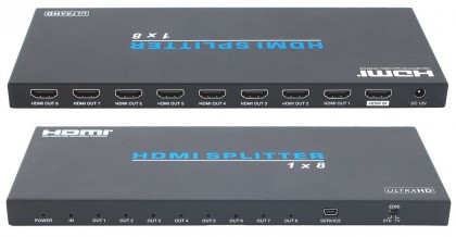 מפצל HDMI 2.0 מקצועי מוגבר HEAVY DUTY ל-8 מסכים בו זמנית, תומך 4K@60Hz 18GBPS 4:4:4 HDR HDCP2.2