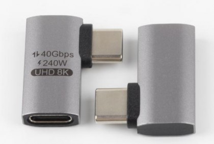 מתאם USB C זוויתי זכר-נקבה דגם C31.761 אלומינום תומך 40Gbps 240W 8K@60HZ