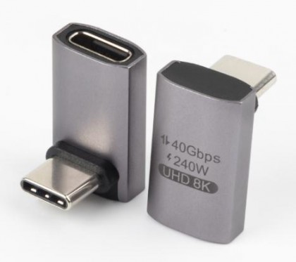 מתאם USB C זוויתי זכר-נקבה דגם C31.762 אלומינום תומך 40Gbps 240W 8K@60HZ
