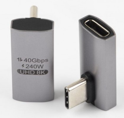 מתאם USB C זוויתי זכר-נקבה דגם C31.763 אלומינום תומך 40Gbps 240W 8K@60HZ