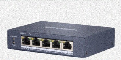 מתג רשת HIKVISION לא מנוהל עם 4 פורטים POE Gigabit מתוכם פורט Hi-POE + פורט Gigabit uplink דגם DS-3E0505HP-E