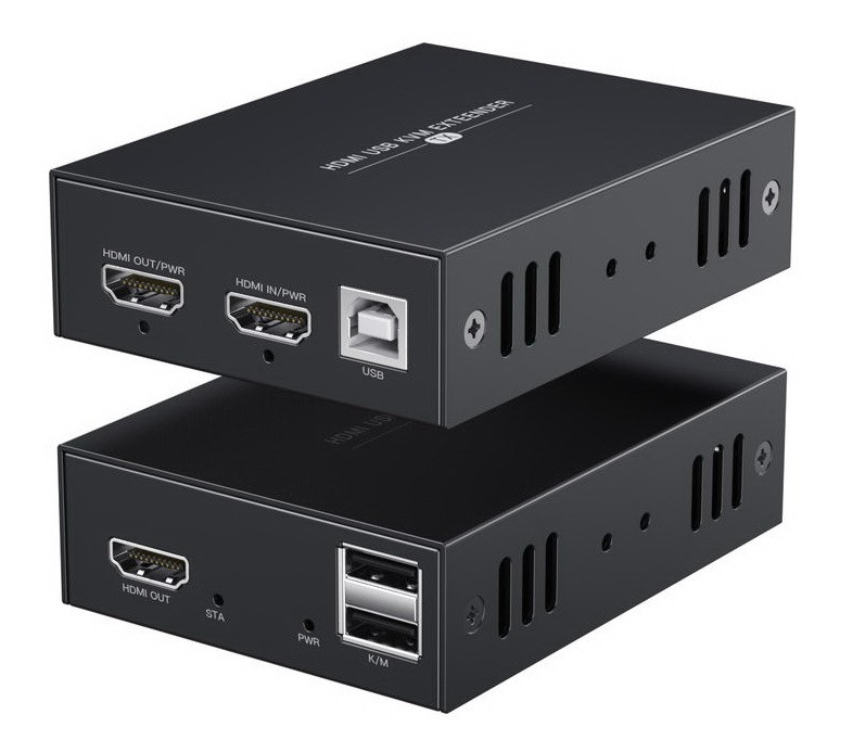 מרחיק KVM / מרחיק HDMI + USB על גבי כבל רשת CAT6 עד 50 מטר + POC + יציאה מקומית + ללא כיווץ