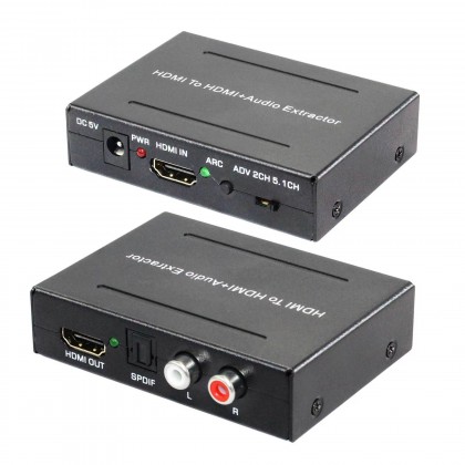 ממיר מכניסת HDMI ליציאות HDMI + אודיו אופטי S/PDIF + אודיו אנלוגי, רוחב פס 18Gbps,  תומך HDMI2.0 4K@60HZ 4:4:4 HDCP2.2 ARC - מחלץ אודיו מ-HDMI