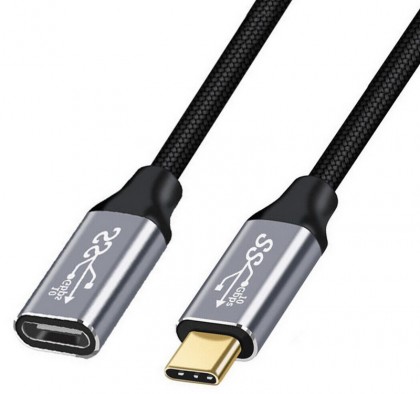כבל מאריך 10Gbps 100W USB3.2 GEN2, תקע USB C זכר - C נקבה, תומך אודיו/וידאו 4k@60hz באורך 0.5 מטר TopX